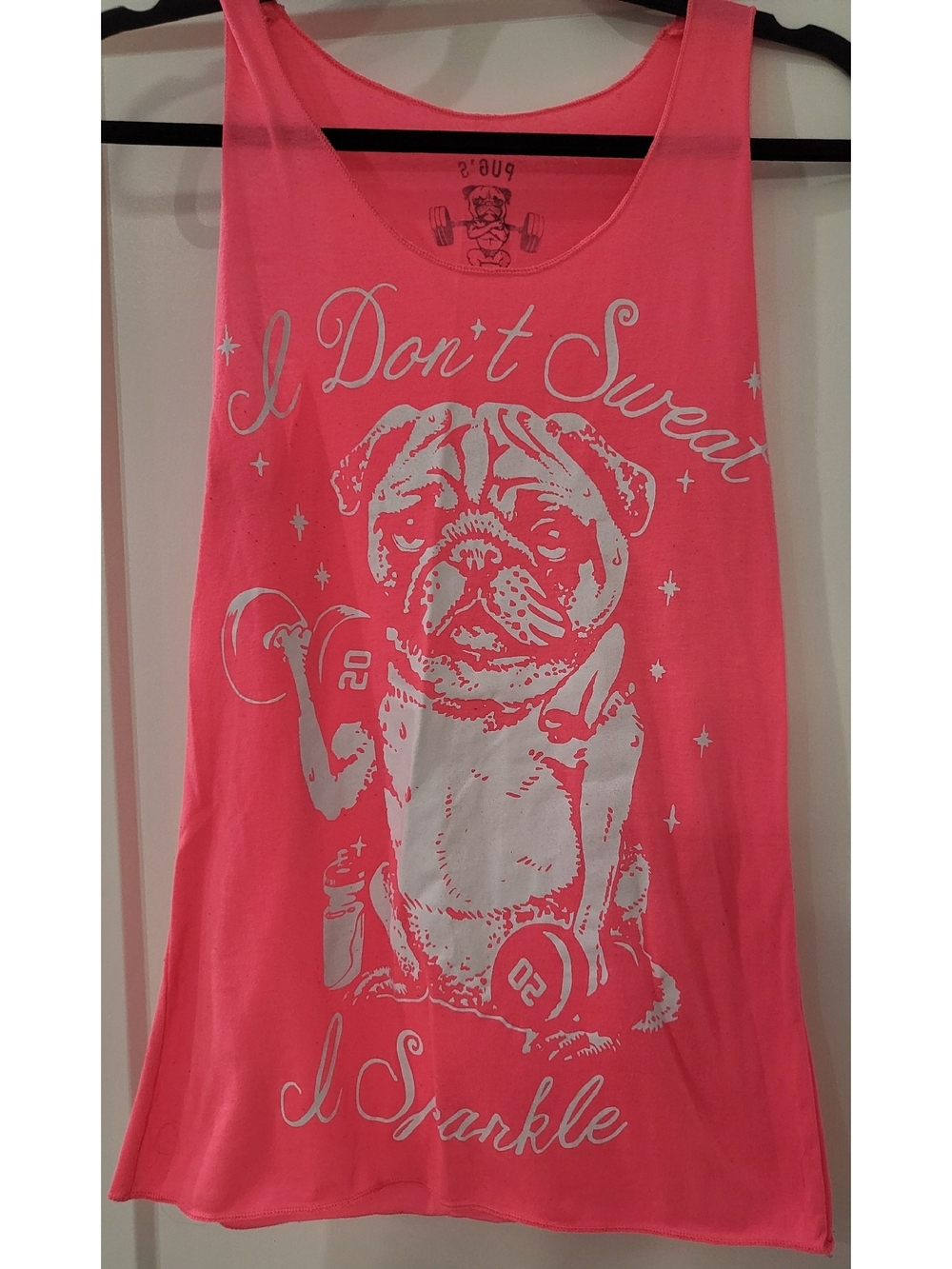 'I Don't Sweat I Sparkle' Pink Dog Tank Top